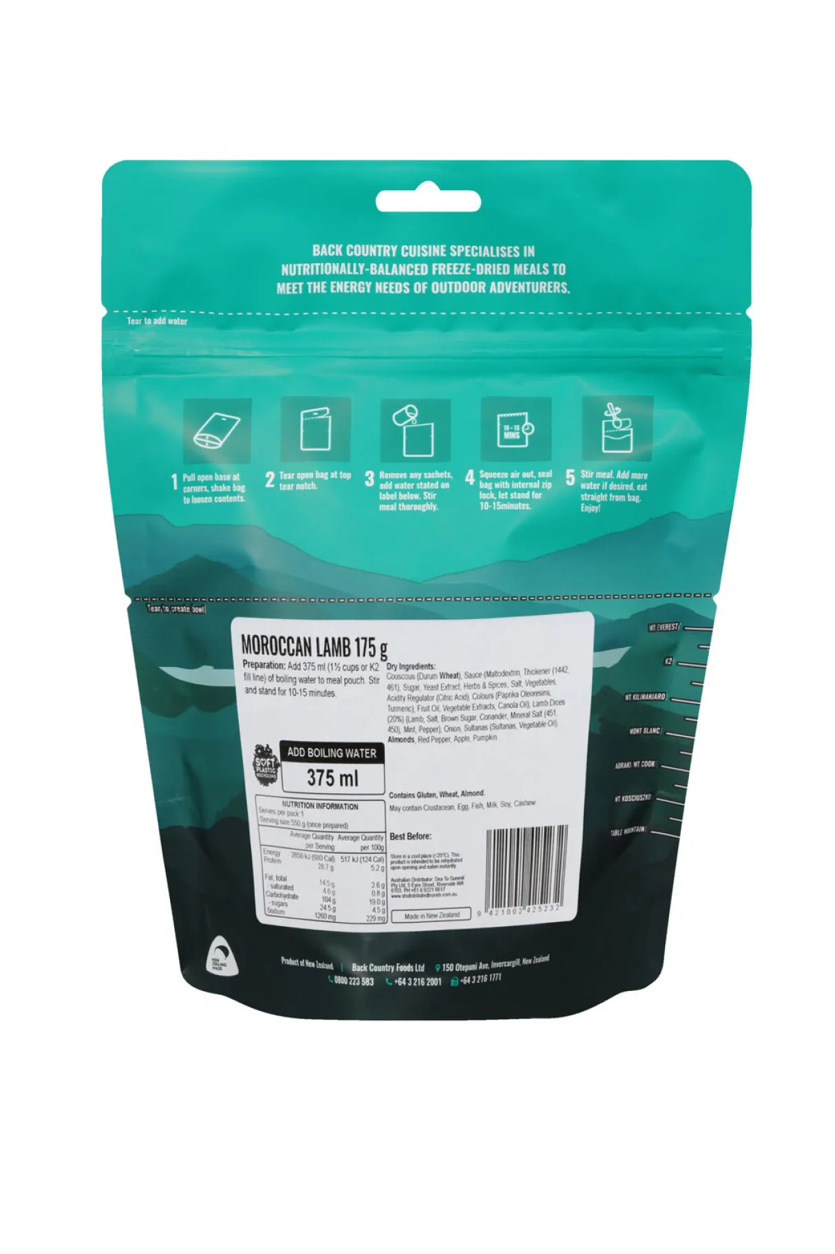 Macpac Freeze Dried Food>Back Country Cuisine Moroccan Lamb —175 G